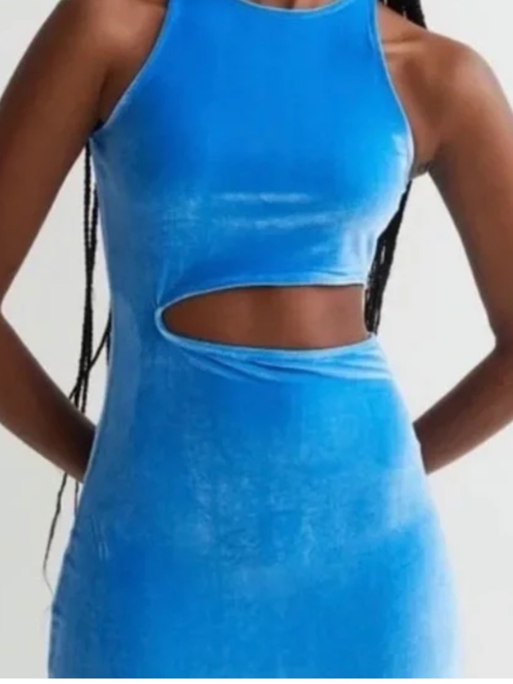 H&M Electric Blue Velour Cutout Bodycon Mini Dress